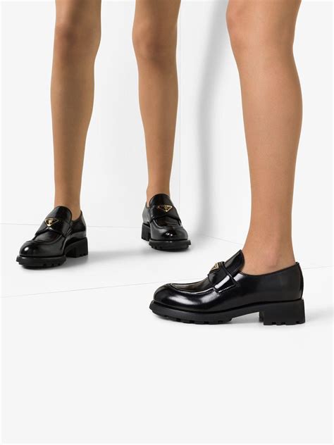 prada mocassini logo|platform loafers prada.